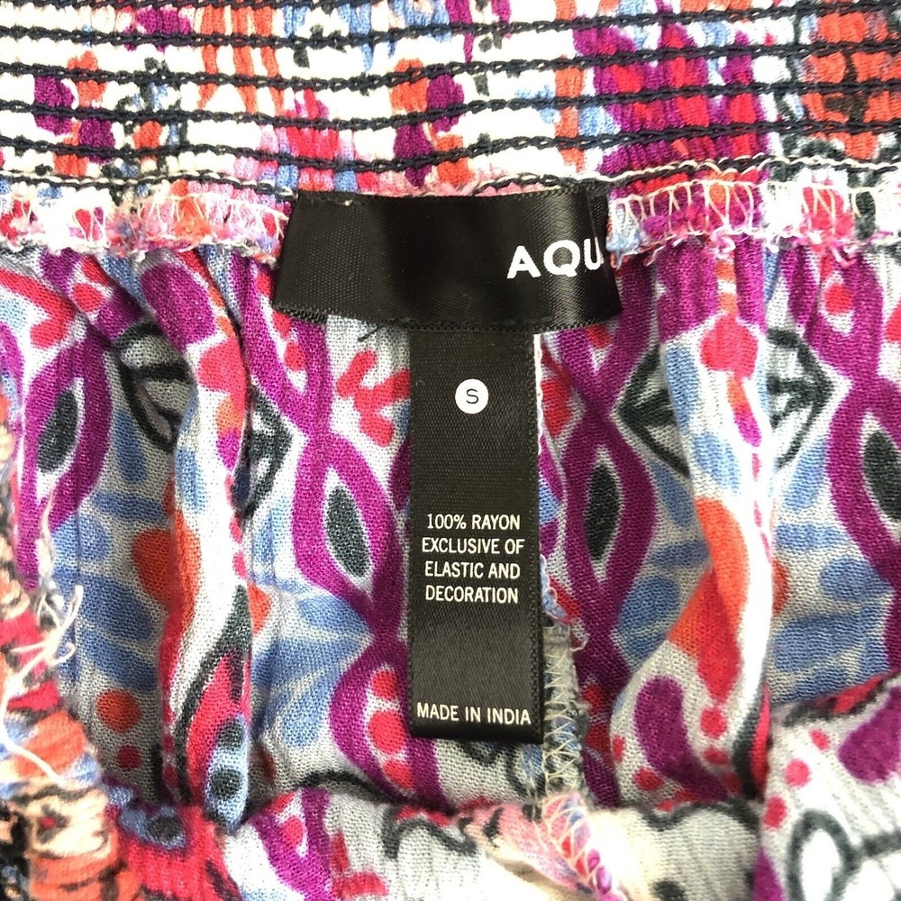 Aqua Printed Smocked Shorts Boho Paisley Pockets Casual Lounge Hot Pink Small - Picture 5 of 5